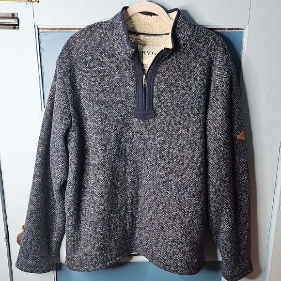 Orvis Other - Orvis Men's Brighton Blue Speckled Quarter Zip-Up Sherpa Fleece Large